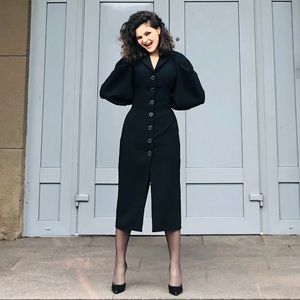 UNIQUE Black Coctail Dress with Balloon Sleeve